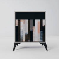 SIDEBOARD COLLAGE OF RECTANGLES, Grau, 57,5x42x70,5 cm, Schwarze Metall-Sternfüße - Multicolor/Schwarz, Holzwerkstoff/Metall (57.5/70.5/42cm) - SpaceRebels