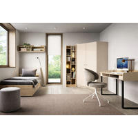 JUGENDZIMMER Ara in Sand und Eiche 6 teilig mit Eckkleiderschrank - Sandfarben/Eichefarben, Holzwerkstoff (80/200/120cm)
