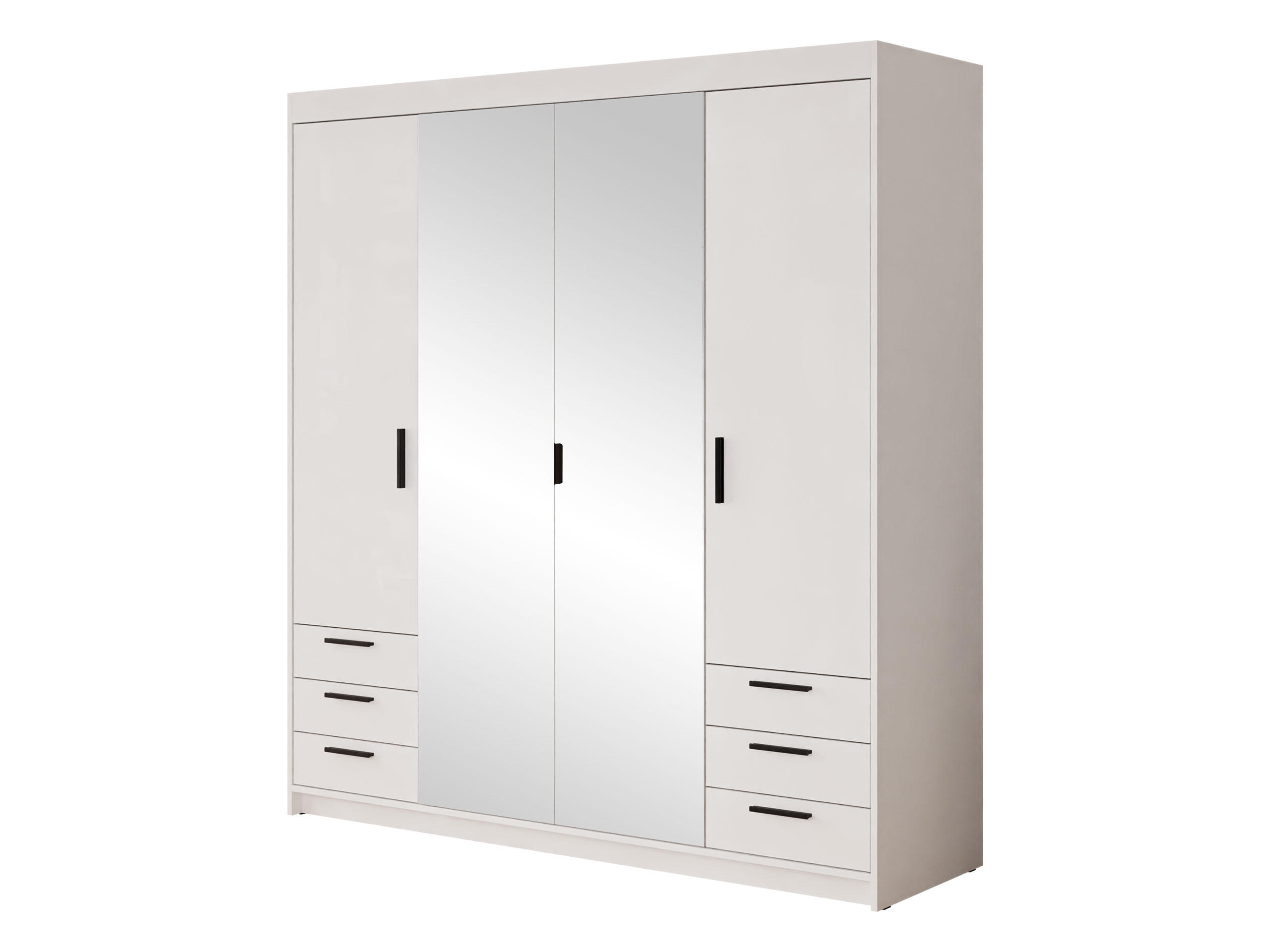 KLEIDERSCHRANK Elena 4D6S - Schwarz/Weiß, Holzwerkstoff/Kunststoff (177/191/53cm) - MIRJAN24