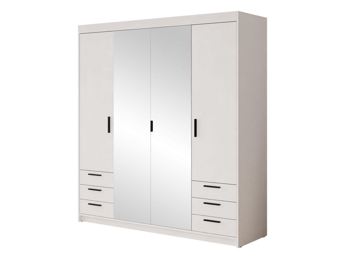 KLEIDERSCHRANK Elena 4D6S - Schwarz/Weiß, Holzwerkstoff/Kunststoff (177/191/53cm) - MIRJAN24