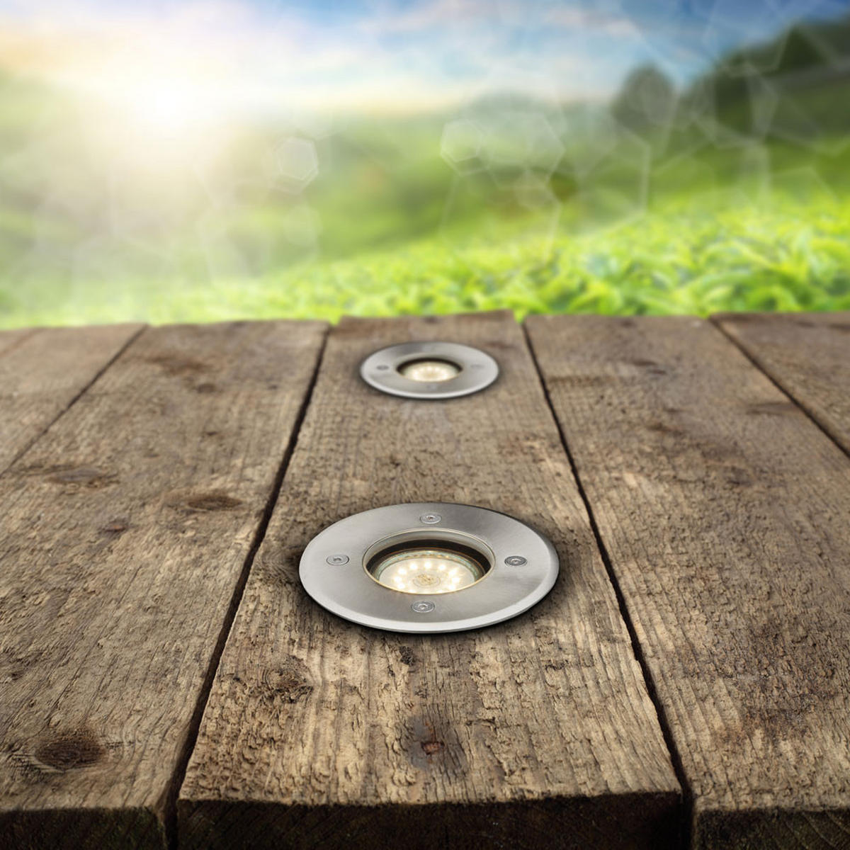 LED BODENEINBAUSPOT Edelstahl Silber - Silberfarben, Glas (11/11/12.3cm) - Globo Lighting