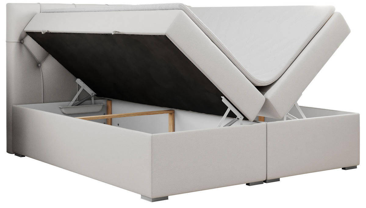 BOXBETT ALDA 140/200 Weiß Kunstleder - H3 - Weiß, Holz/Textil (140/200cm) - MKS