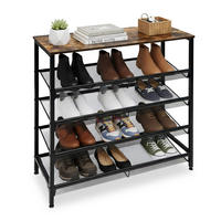 SCHUHREGAL - Schwarz, Holzwerkstoff/Metall (80/85/30cm) - Relaxdays
