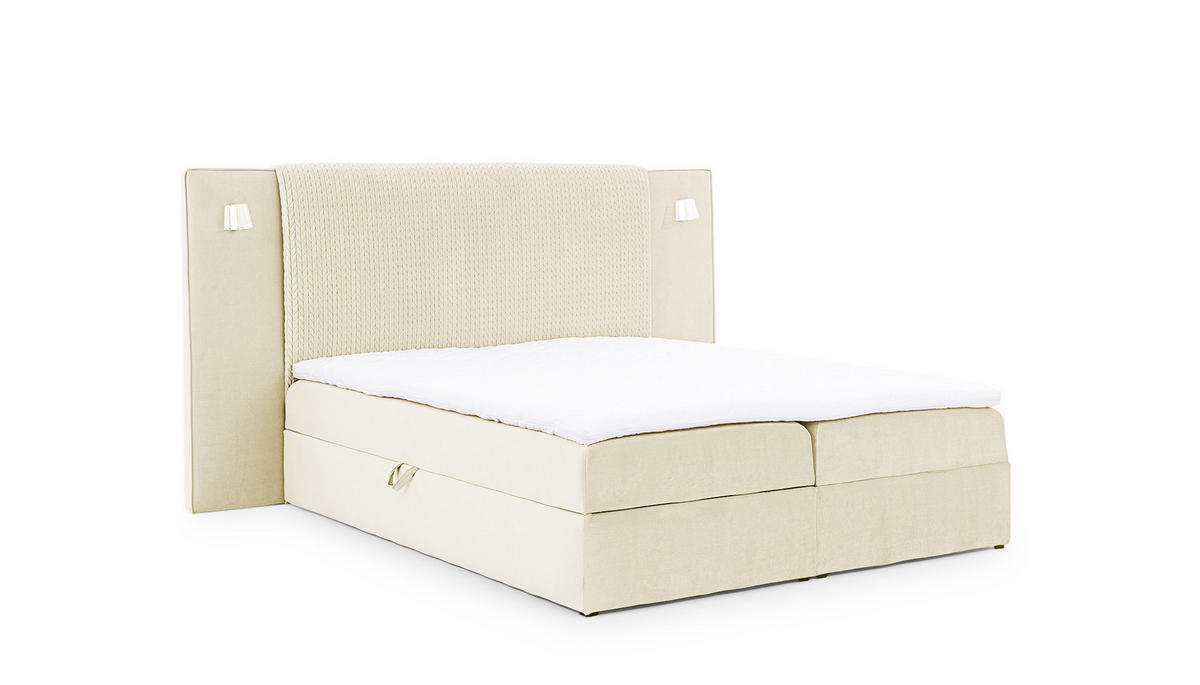 BOXBETT Marten überlänge Set.1 - Creme, Holzwerkstoff/Textil (140/220cm) - Fun Möbel
