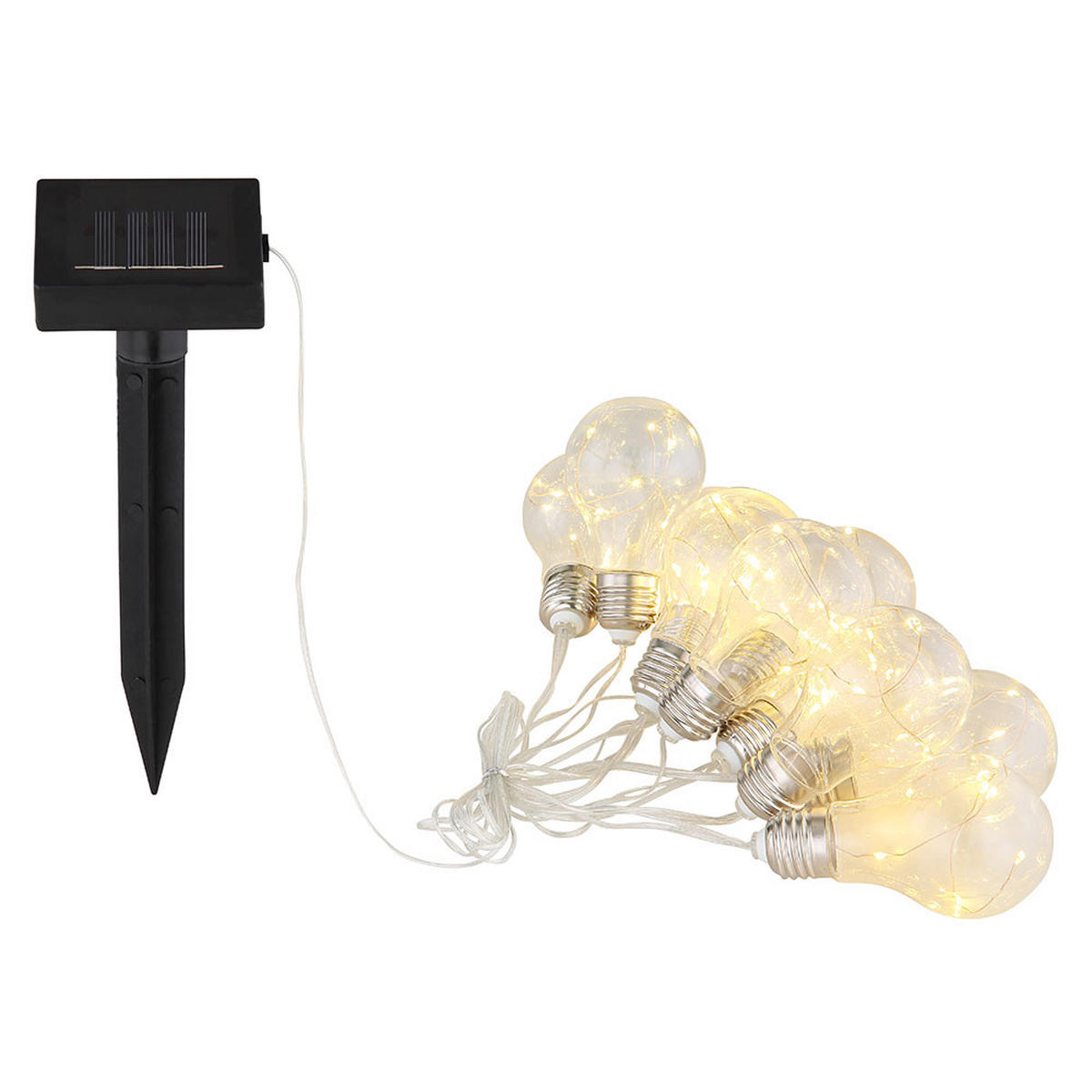 LED AUSSENLEUCHTE Solar Lichterkette Silber - Silberfarben, Kunststoff (380/5.8/10cm) - Globo Lighting