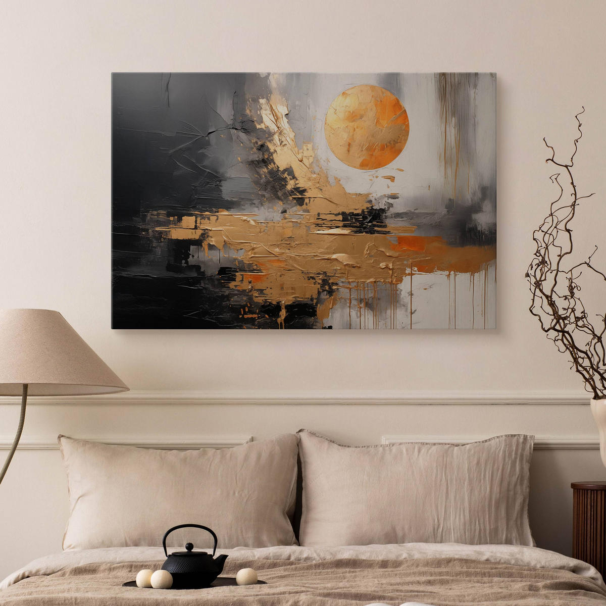 LEINWANDBILD Abstraktion Moderne Muster 40x30cm - Schwarz/Grau, Textil (40/30cm) - Muralo