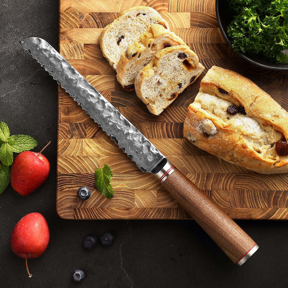 BROTMESSER 20 cm - Nussbaumfarben, Holz/Metall (34cm) - Wakoli