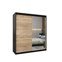 SCHWEBETÜRENSCHRANK 200/180/62 2-türig - Silberfarben/Schwarz, Holz/Kunststoff (180/200/62cm) - Abiks Möbel