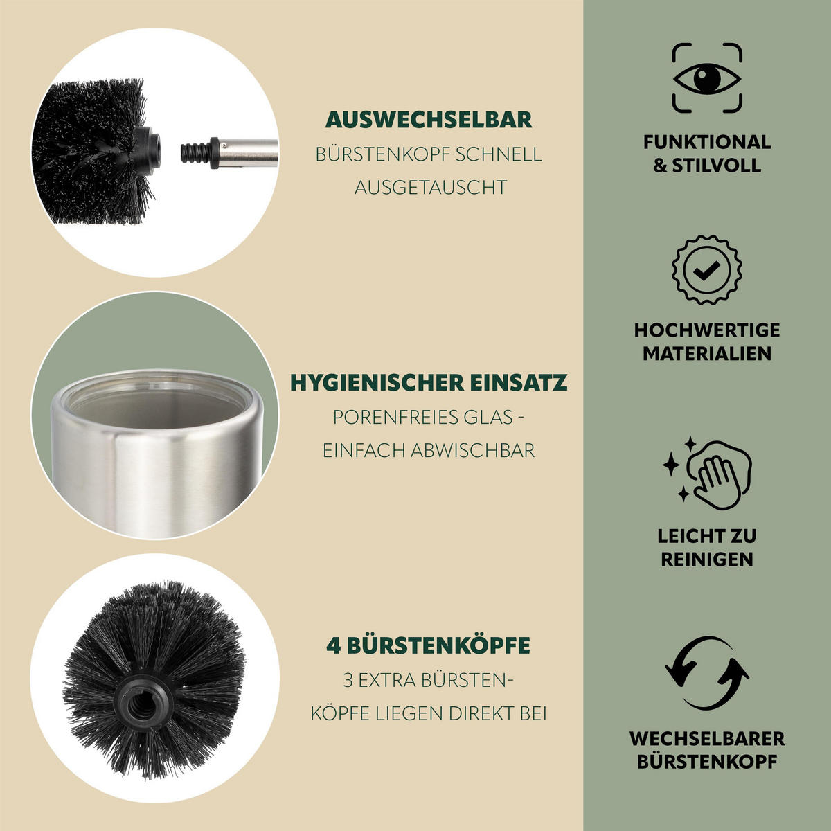 WC-GARNITUR TIRANO, Edelstahl - Edelstahlfarben, Metall (10/37/10cm) - bremermann