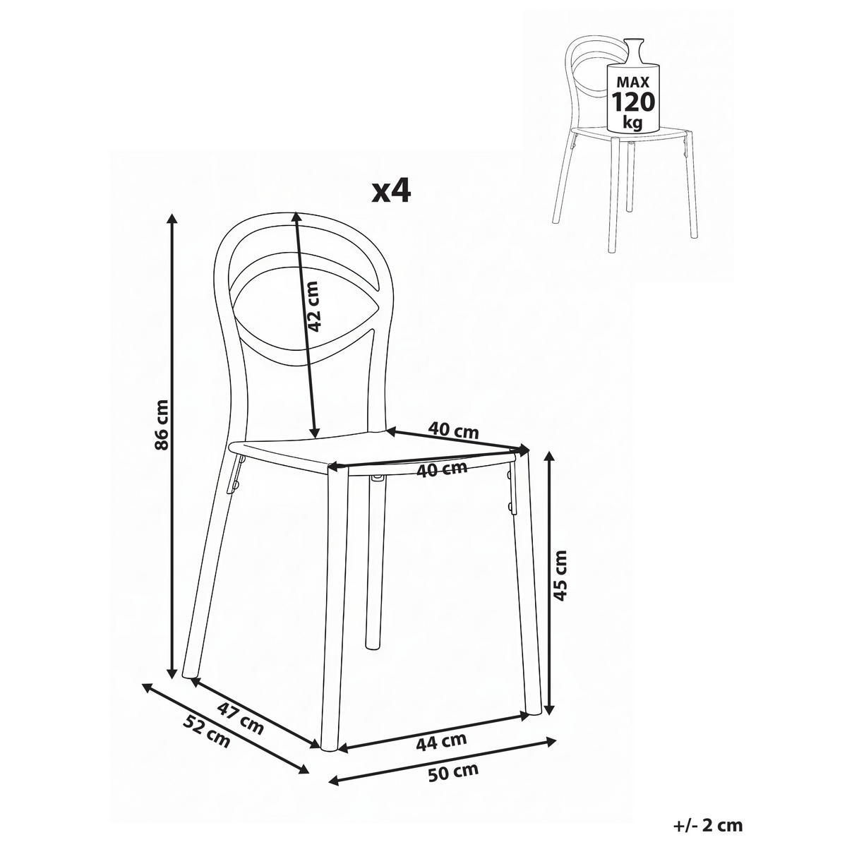 GARTENSTUHL 4er-Set Cremeweiß Covolo - Weiß, Kunststoff (50/86/52cm) - Beliani