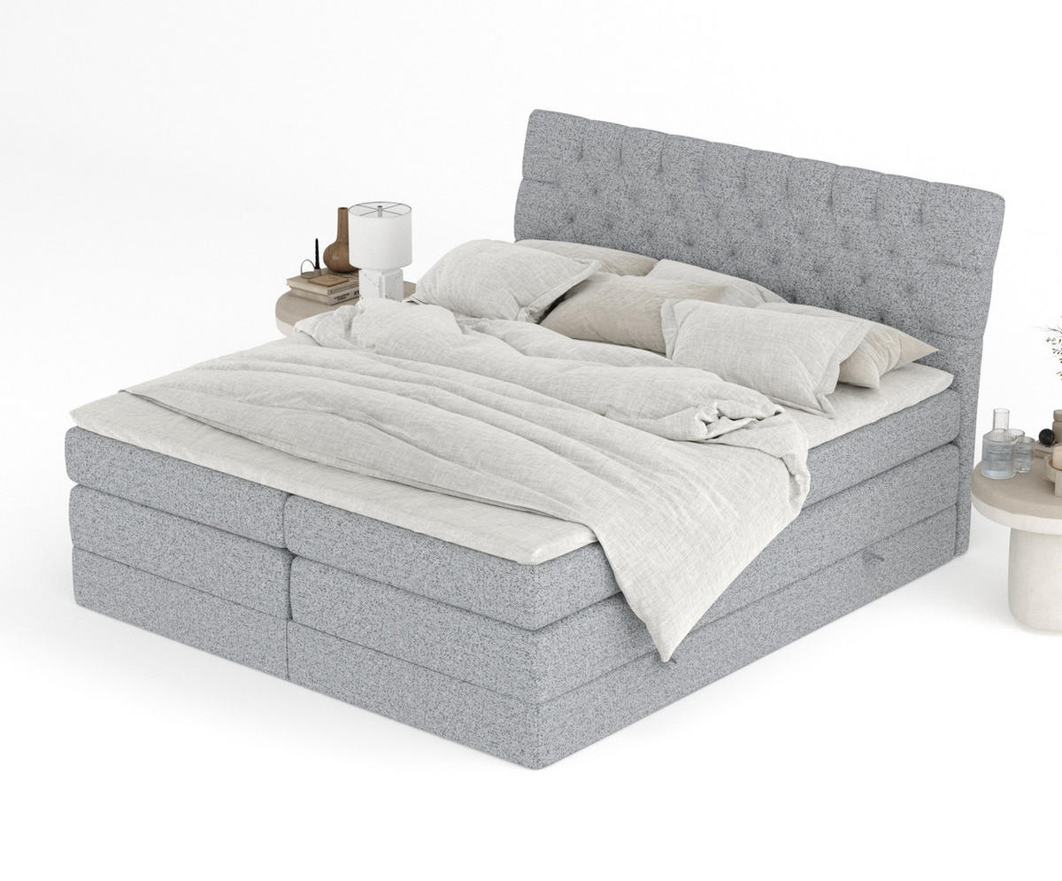 BOXSPRINGBETT Seraphine Grau 160/200 cm - Schwarz/Grau, Holz/Holzwerkstoff (160/200cm) - Maison de Reve