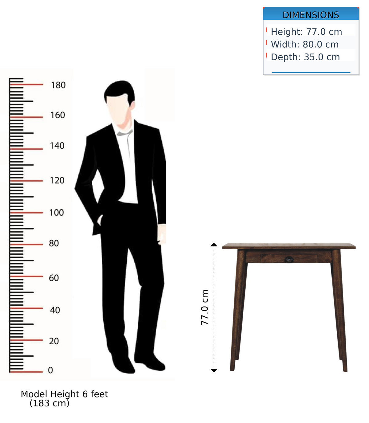 SCHREIBTISCH Klassisches Grau-Finish, 1 Schublade, Dunkelbraun - Dunkelbraun/Braun, Holz (80/35/77cm) - Artisan Furniture