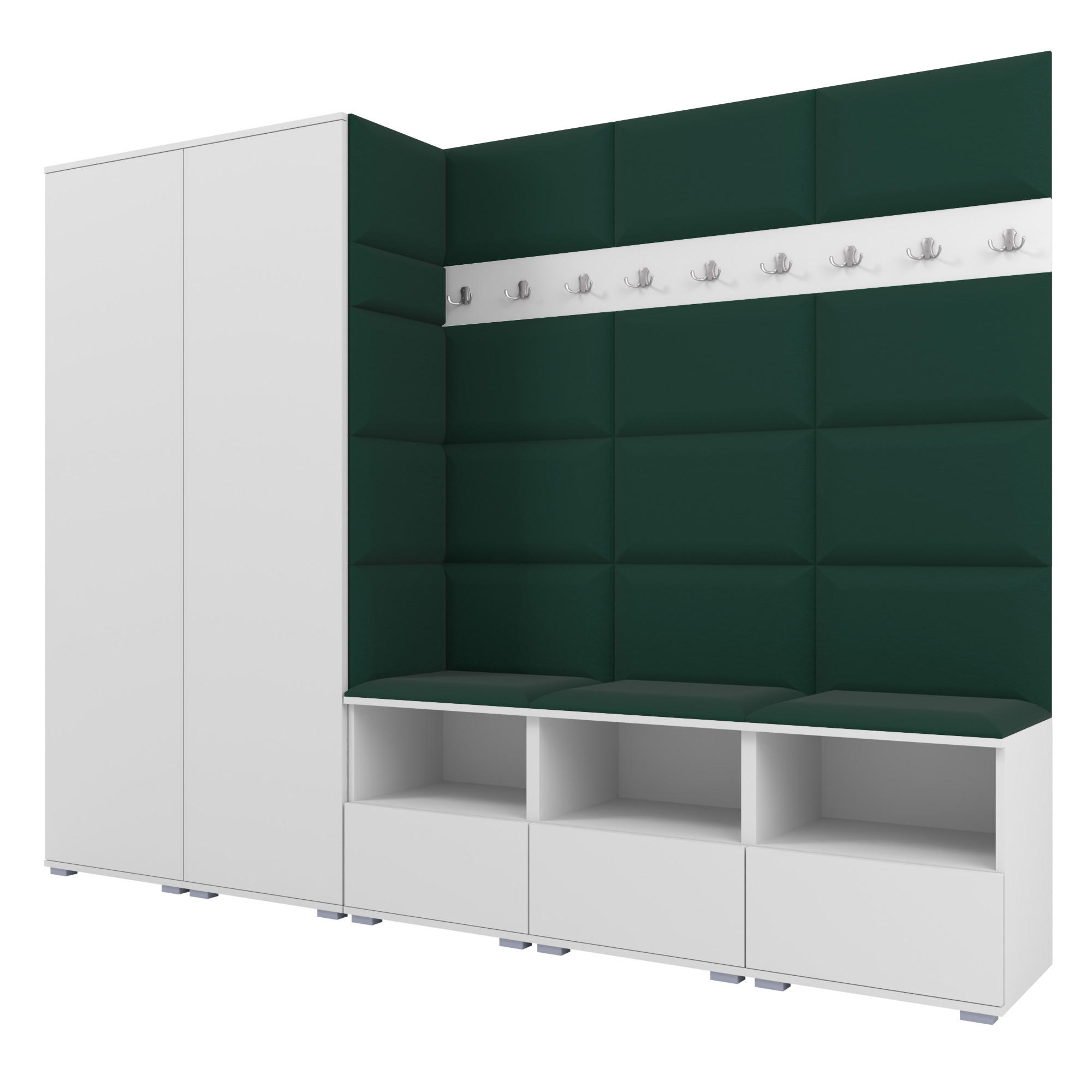 Ravio Garderobe Weiß, Dunkelgrün 250x187x40 cm