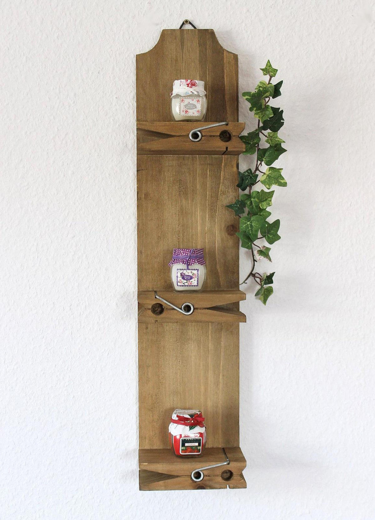 WANDREGAL Wäscheklammer 3 Ablagen Holz 14,5/9/64 cm - Braun, Holz (14.5/64/9cm) - DanDiBo