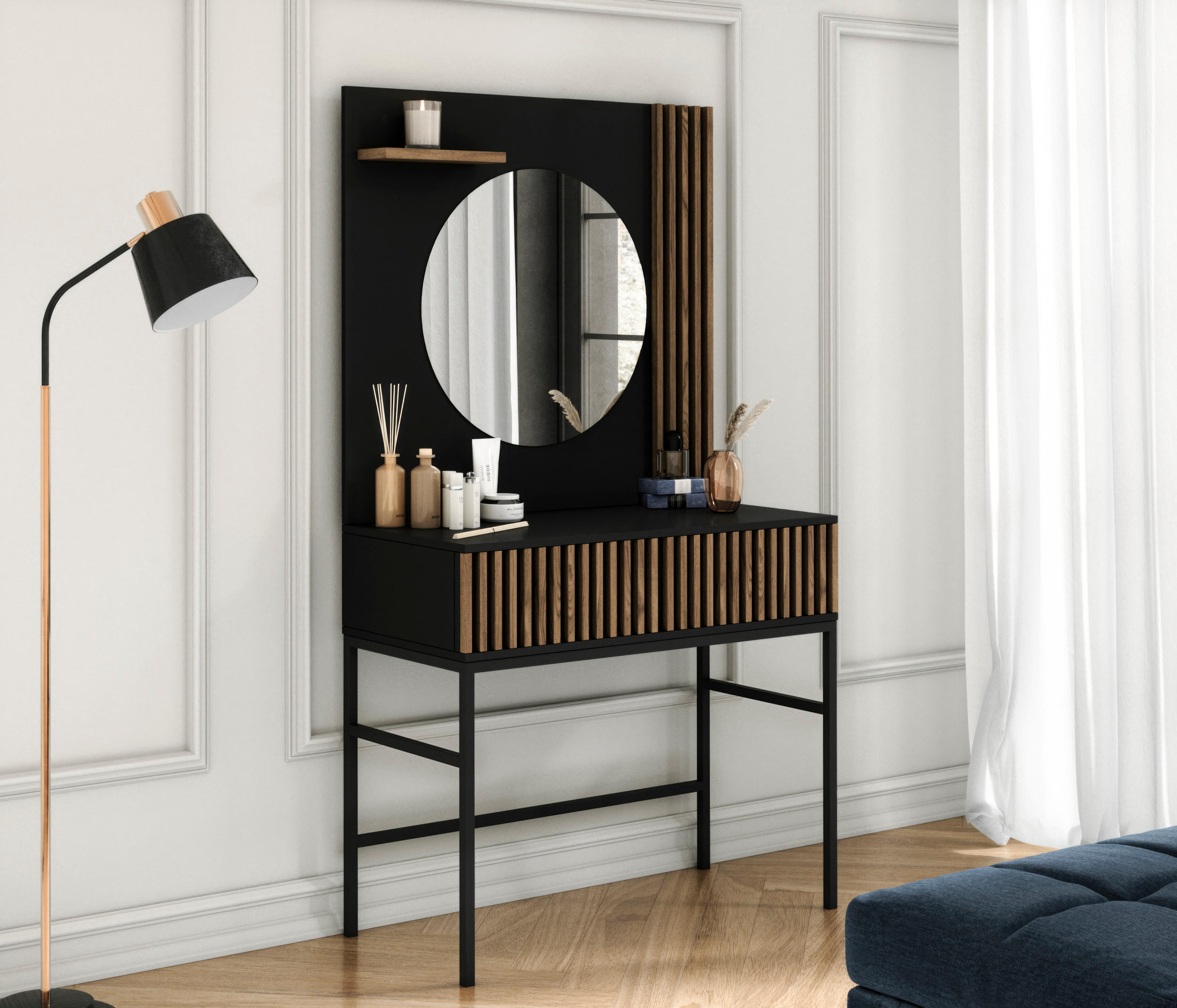 Thumbnail - Möblo Konsoletisch, Schwarz, Holzwerkstoff, 1 Schubladen, 85x155x60 cm, Wohnzimmer, Wohnzimmertische, Konsolentische