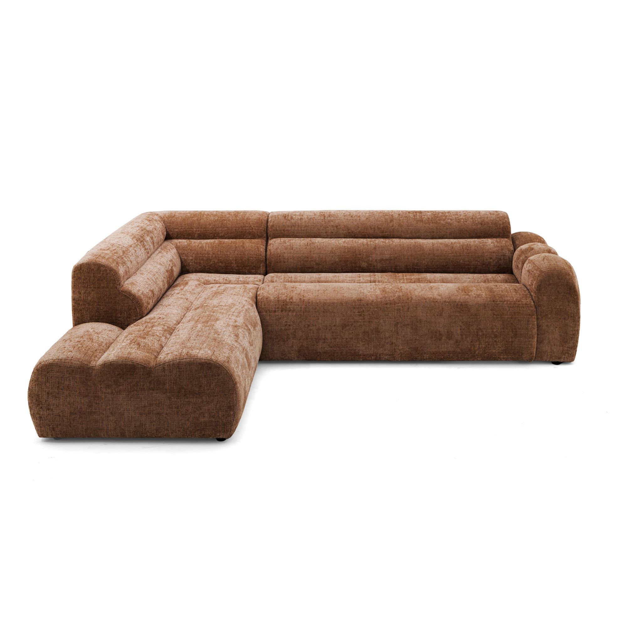 4-SITZER modulares Ecksofa VEER L Links, 283 x 190 cm, Chenille Webstoff Orange - Schwarz/Orange, Holz/Kunststoff (283/190cm) - Muffo