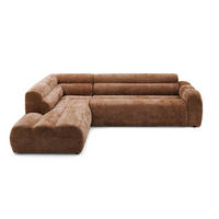 4-SITZER modulares Ecksofa VEER L Links, 283 x 190 cm, Chenille Webstoff Orange - Schwarz/Orange, Holz/Kunststoff (283/190cm) - Muffo