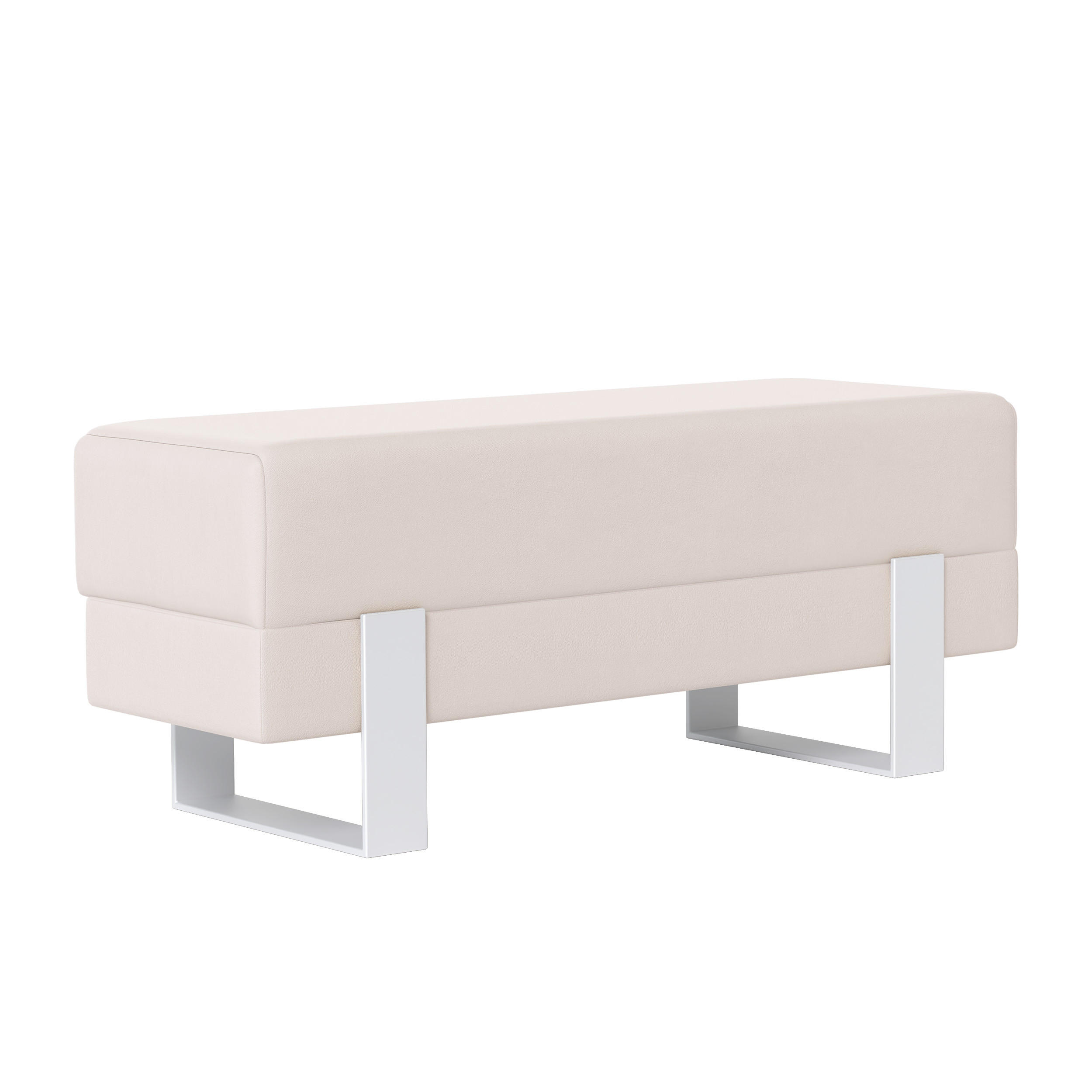 POLSTERBANK RIVA 100 cm Weiß / Creme ,Metallgestell - Creme, Metall (100/47/35cm) - Idohome