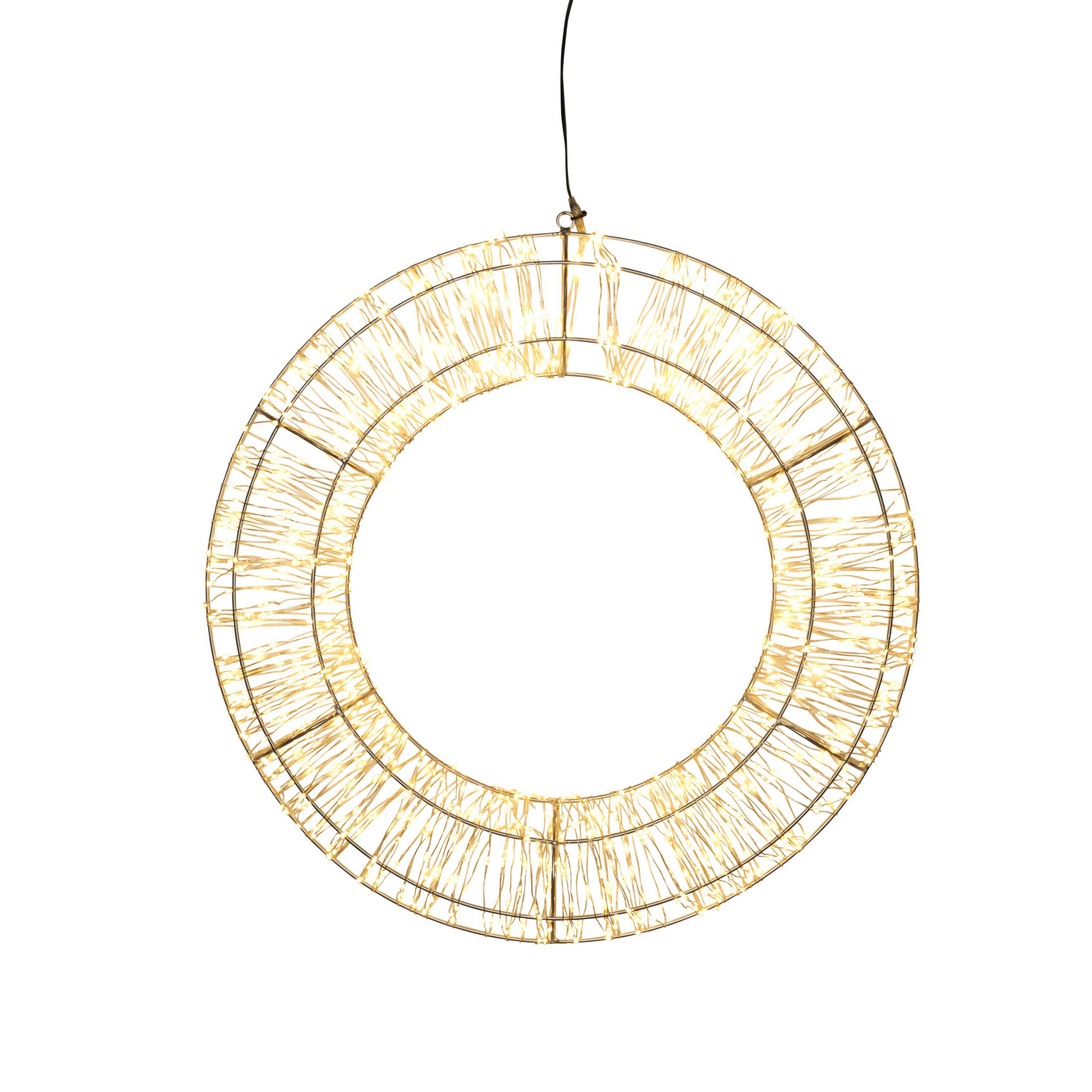 LED-LICHTKRANZ - gold mit 1000 Micro LEDs und Timerfunktion für Innen und Außen, 50cm Durchmesser - Goldfarben, Metall (5/50/50cm) - Northpoint
