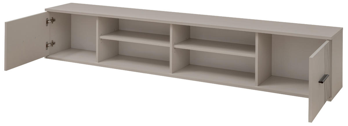 HÄNGERREGAL Kaschmir 204 x 39 cm, Wandregal mit 6 Fächern - Kaschmir/Schwarz, Holzwerkstoff/Kunststoff (204/39/30cm) - Inn.Furn