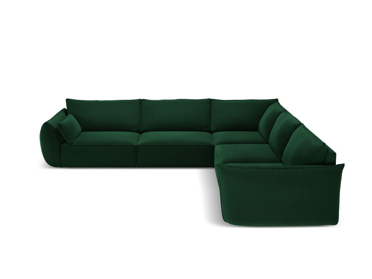 WENDBARES-ECKSOFA Kaelle aus Samt flaschengrün 7 Sitzplätze - Dunkelgrün, Textil (286/286cm) - Micadoni