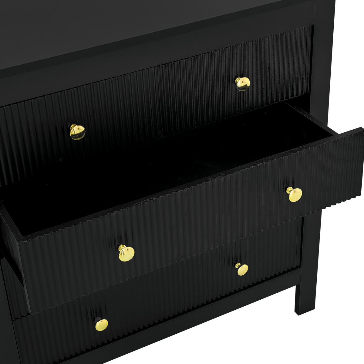 KOMMODE aus Spanplatte 79x39,5x80,5cm in Schwarz mit 5 Schubladen - Schwarz, Holzwerkstoff (80.5/80.5/39.5cm) - Modfu