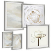 BILDER SET 5er Set - 50x50 cm & 20x30 cm & 40x60 cm Silberner Rahmen - Abstrakter Hintergrund mit feinen Strichen - Silberfarben, Kunststoff (40/60cm) - TULUP