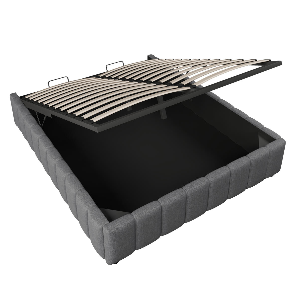 POLSTERBETT 140x200cm Grau hydraulische Lagerung ohne Kopfteil - Grau, Holz (140/200cm) - FLIEKS