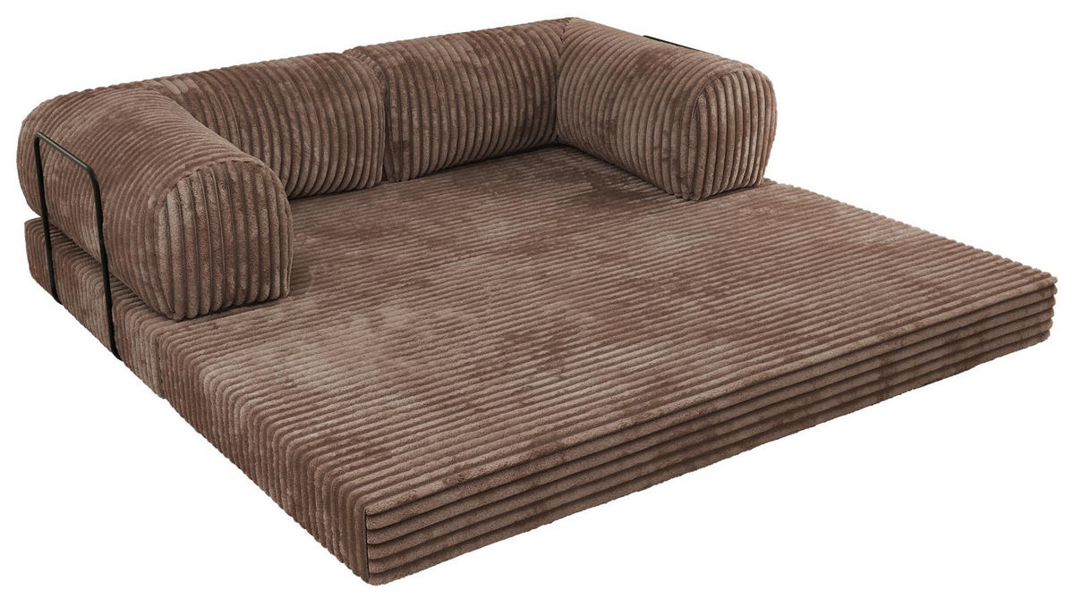 TROJMIESTNA POHOVKA ORSETTO - Hnedá Manšester - hnedá/čierna, kov/textil (200/70/100cm) - MKS