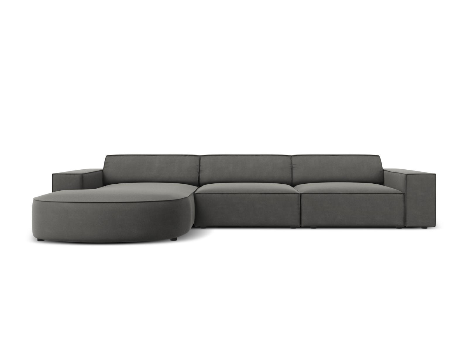 ECKSOFA links Jodie aus Samt hellgrau 4 Sitzplätze - Hellgrau, Textil (166/284cm) - Micadoni