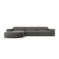 ECKSOFA links Jodie aus Samt hellgrau 4 Sitzplätze - Hellgrau, Textil (166/284cm) - Micadoni