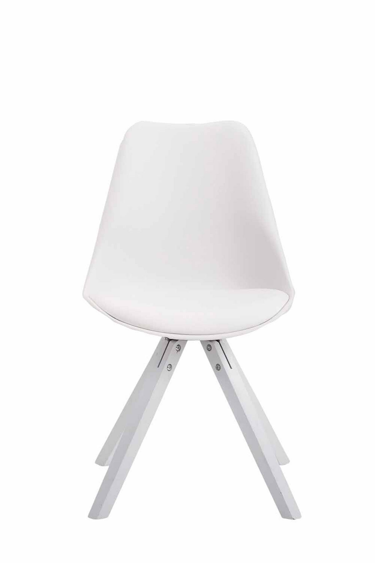 BESUCHERSTUHL Toulon Kunstleder, Gestell Buchenholz Weiß Square Weiß - Weiß, Holz/Buchenholz (48/83/56cm) - TPFLiving