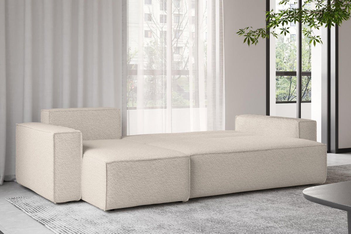 ECKSOFA Mit Schlaffunktion Und Bettkasten L-Form BEST Stoff Abriamo Beige Links - Beige, Holz/Textil (142/244cm) - Kaiser Möbel