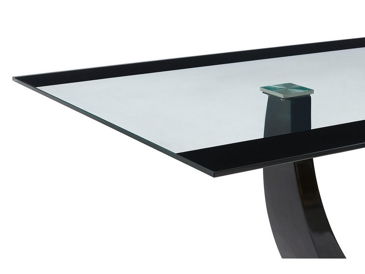 ESSTISCH - 8 Personen - MDF & Glas - Schwarz - MEZZO - Transparent, Glas (200/100/74.5cm) - Vente-Unique