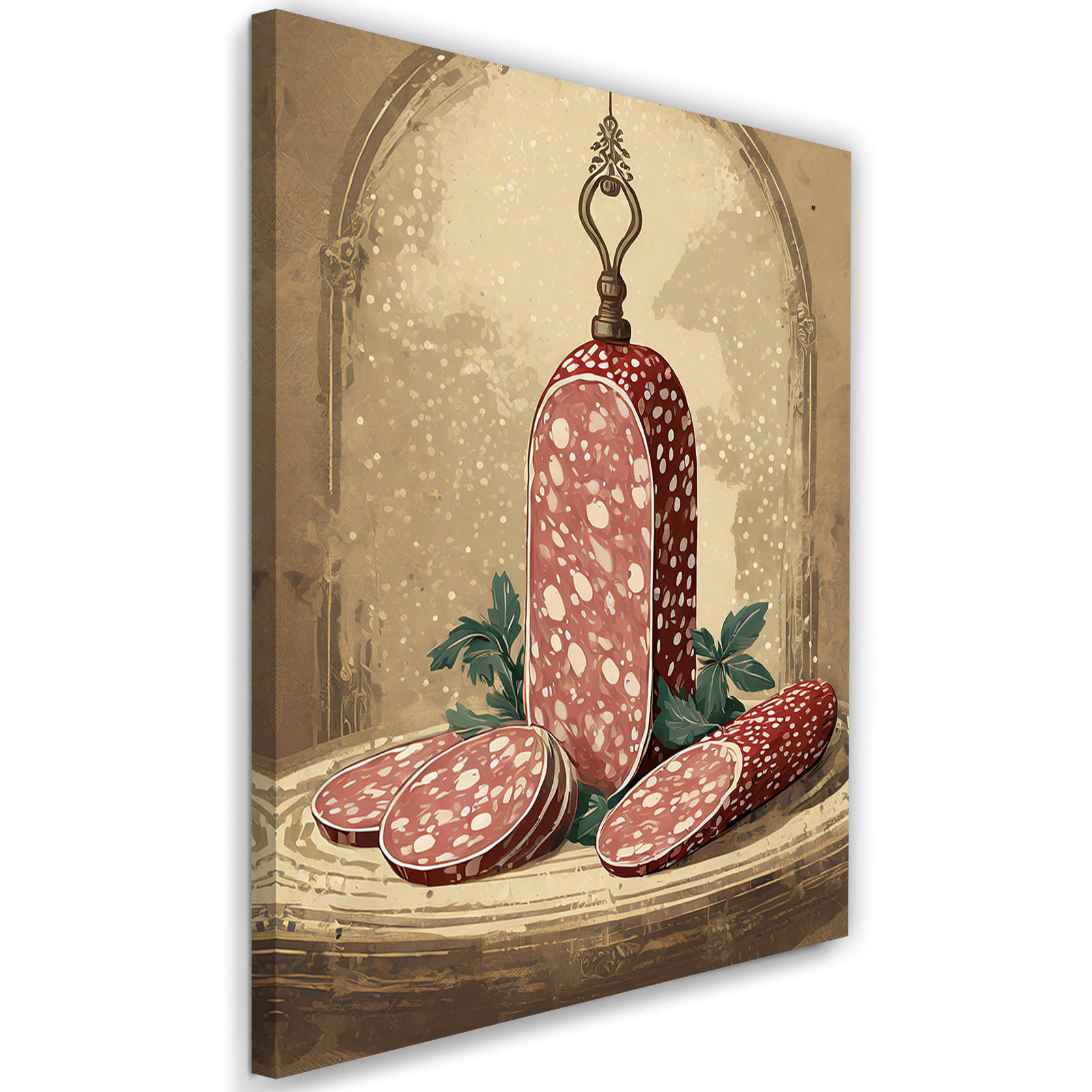 WANDBILD lebensmittel wurst küche - Beige, Textil (40/60cm) - Feeby