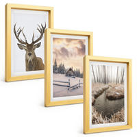 BILDER SET 3er Set - 20x30 cm Goldrahmen - Hirschhütte in Winterlandschaft - Goldfarben, Kunststoff (20/30cm) - TULUP
