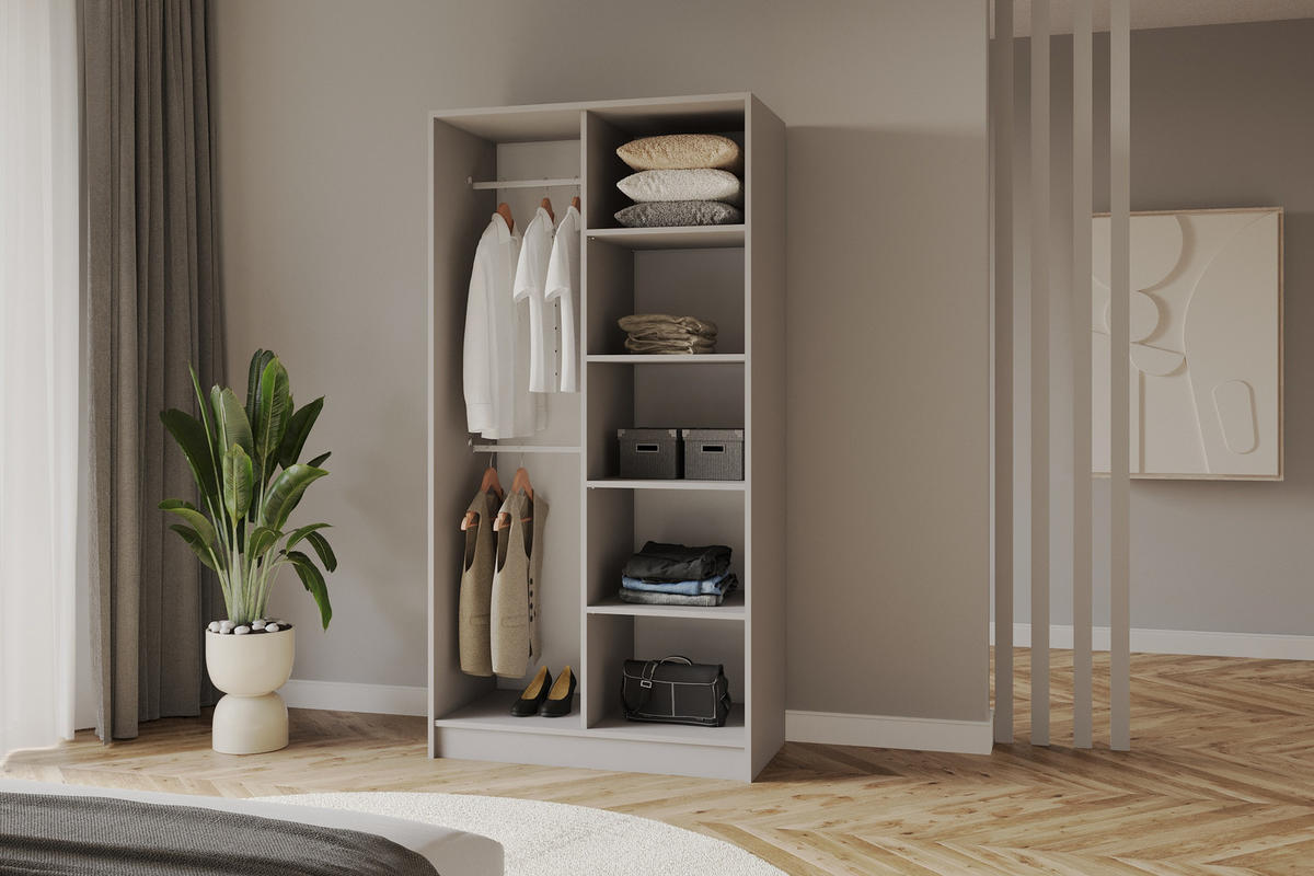 KLEIDERSCHRANK - LUSSO - 102 - Kaschmir - Kaschmir/Goldfarben, Holzwerkstoff (102/200/51cm) - ALTDECOR