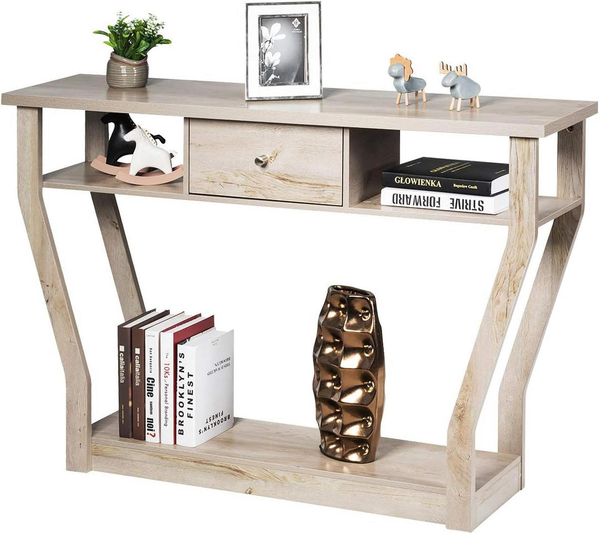 FLURTISCH 81cm Grau - Grau, Holz (120/30/81cm) - COSTWAY
