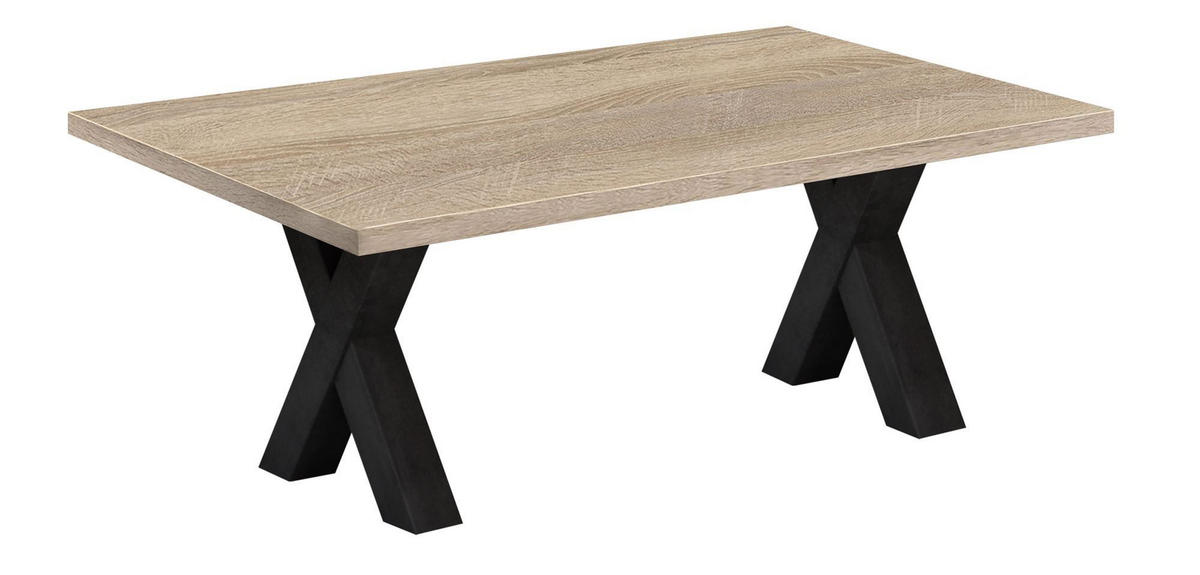 COUCHTISCH Etti 6 140 x 70 x 47 Wohnzimmertisch Schwarzstahl/Eiche Sägerau - Braun, Holz (140/70/47cm) - 58aufmkessel