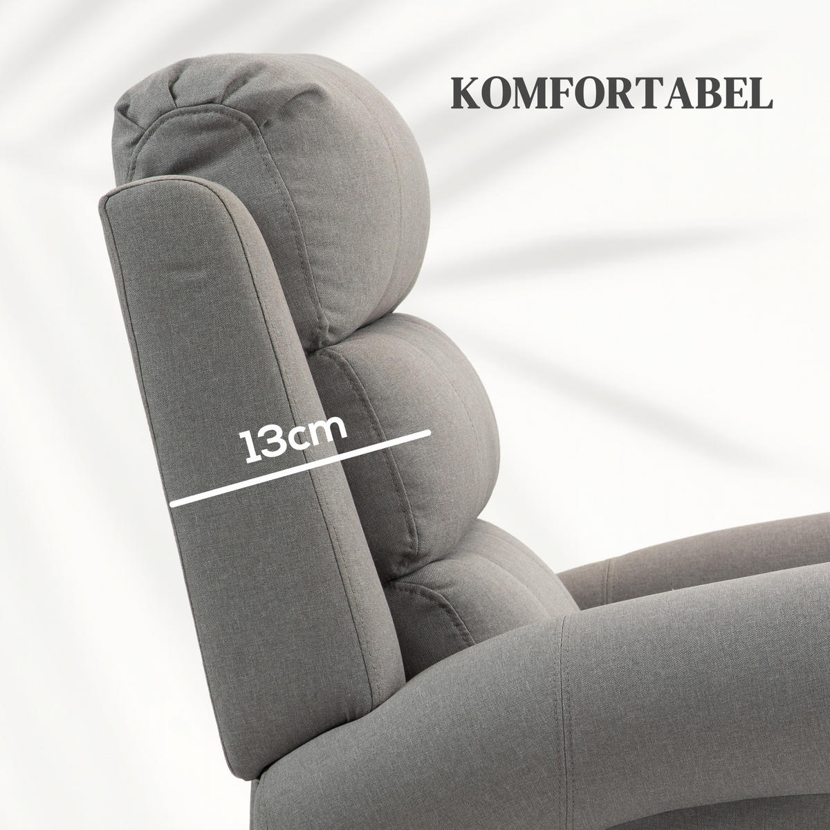 FERNSEHSESSEL mit Aufstehhilfe Relaxsessel mit Liegefunktion, Heizfunktion - Hellgrau/Schwarz, Textil/Metall (89/106/91cm) - HOMCOM