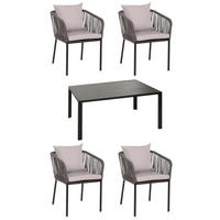 GARTENGARNITUR Tisch+4xStuhl Anthrazit Grau - Anthrazit, Metall - PROREGAL