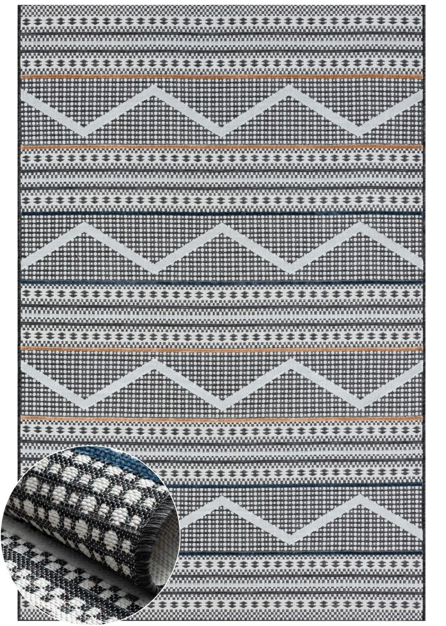 OUTDOORTEPPICH Johnny Anthrazit,Weiß,Rostfarben 200/300 cm - Anthrazit, Textil (200/300cm) - My-Rug