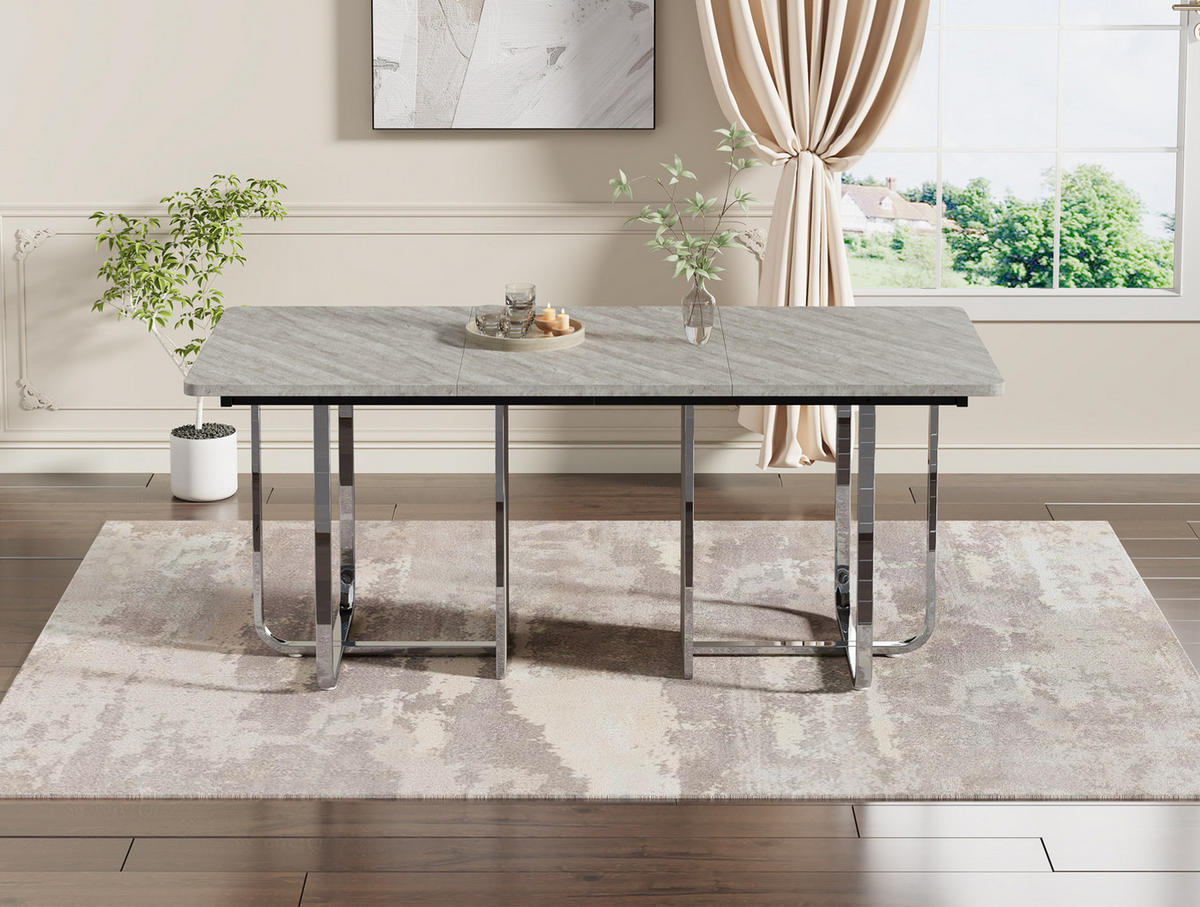 ESSTISCH 180/75/80 cm Grau aus MDF und Metall mit Metallbeinen - Grau, Holzwerkstoff (180/80/75cm) - OKMYHOME