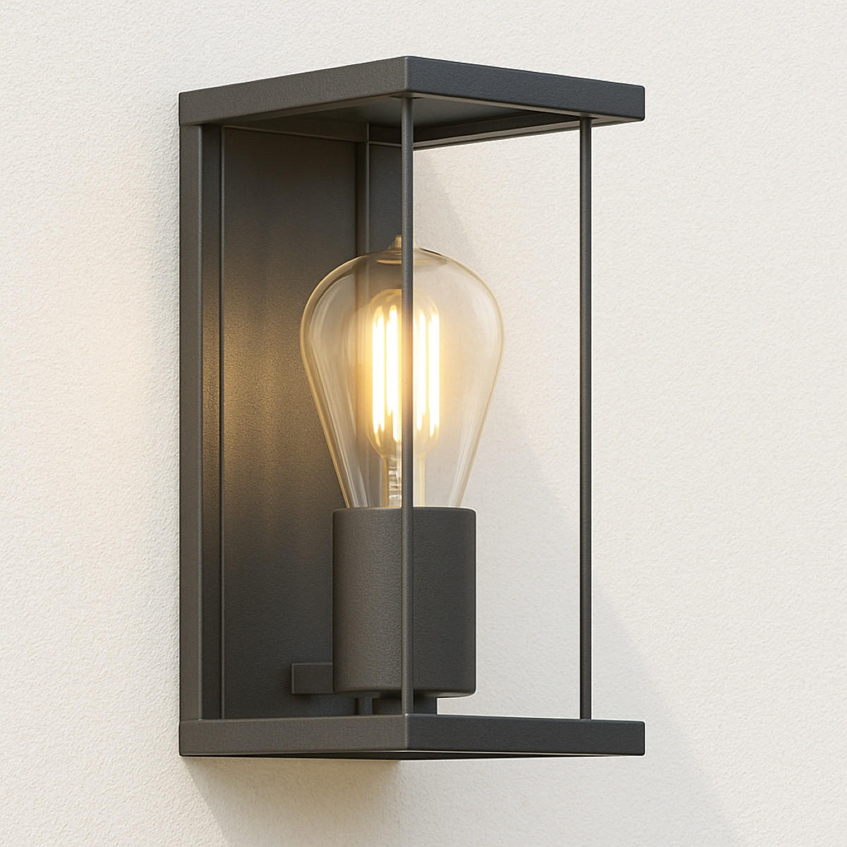 AUSSENWANDLEUCHTE Anthrazit Grau E27 Klarer Diffusor IP54 - Dunkelgrau/Anthrazit, Metall (12.5/26.5/14.5cm) - CGC Europe