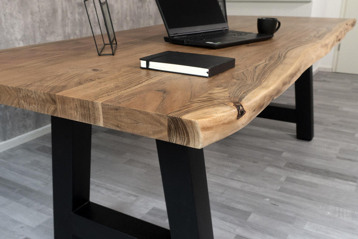 ESSTISCH CALI - Beige/Schwarz, Holz/Metall (100/260/77cm) - SAM