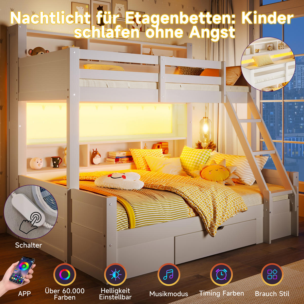 ETAGENBETT Weiß - Weiß, Holz - Raumix