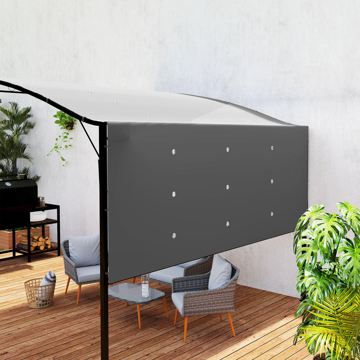 PERGOLA Wasserabweisend mit verstellbarem Dach 291/366/250 cm - Dunkelgrau, Textil/Metall (250/250/300cm) - Outsunny