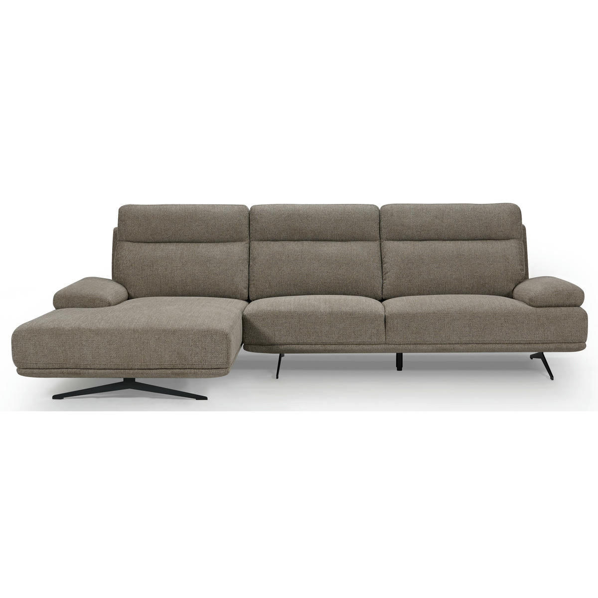 ECKSOFA Webstoff Braun - Schwarz/Braun, Textil/Metall (304/176cm) - Furnhouse