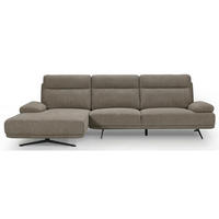 ECKSOFA Webstoff Braun - Schwarz/Braun, Textil/Metall (304/176cm) - Furnhouse