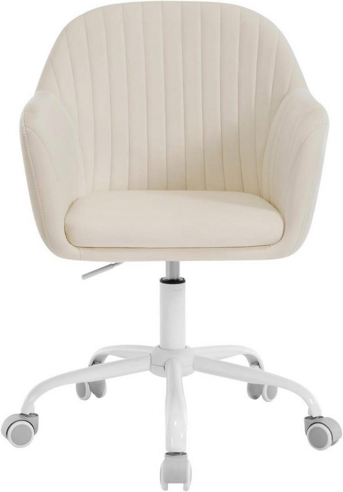 DREHSTUHL mit Armlehnen, Samt, Metallrahmen, Cremeweiß - Creme/Weiß, Kunststoff/Textil (58/80/58cm) - Woltu